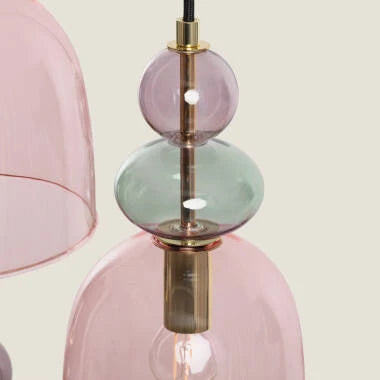 Hanglamp Wolbaro in roze, aanzicht van onderen