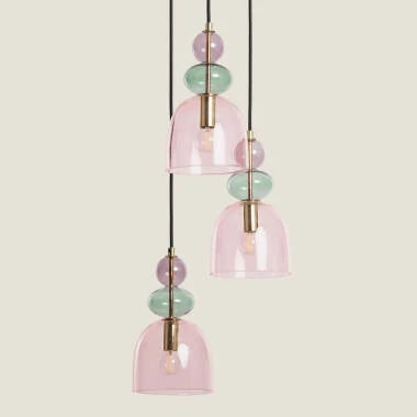 Hanglamp Wolbaro in roze, sfeerbeeld in het interieur
