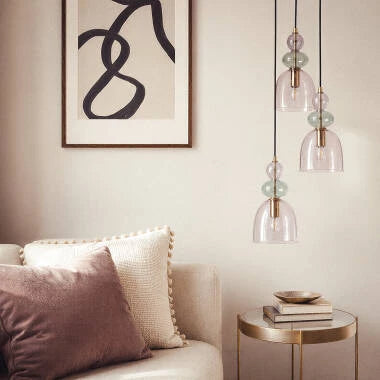Hanglamp Wolbaro in roze, zijaanzicht