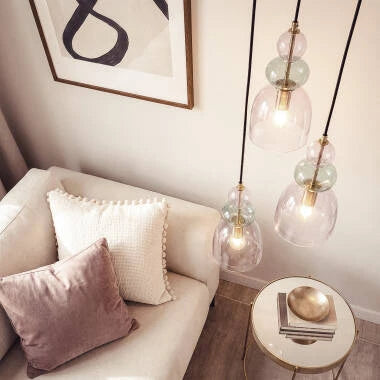 Hanglamp Wolbaro in roze, detail van de kap