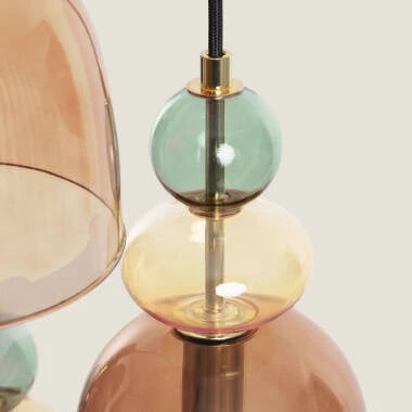Hanglamp Wolbaro in rood, aanzicht van onderen