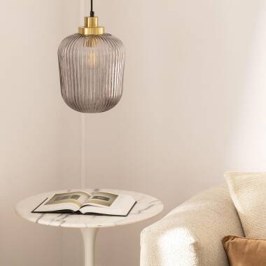 Hanglamp Yevrano in goud, zijaanzicht