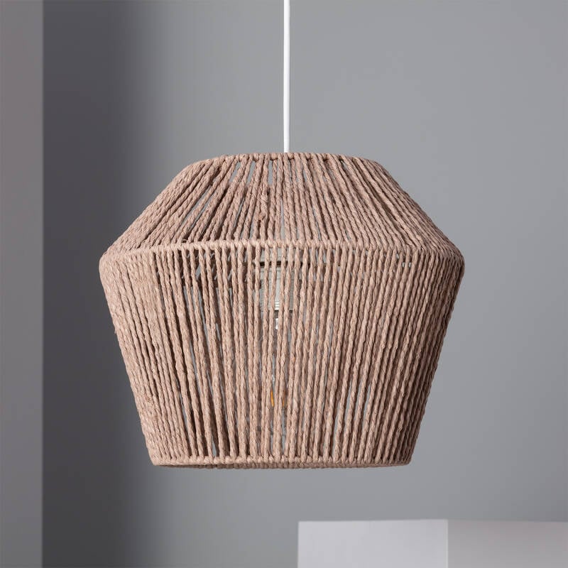 FRALIVO brede hanglamp van gevlochten papier in bruin