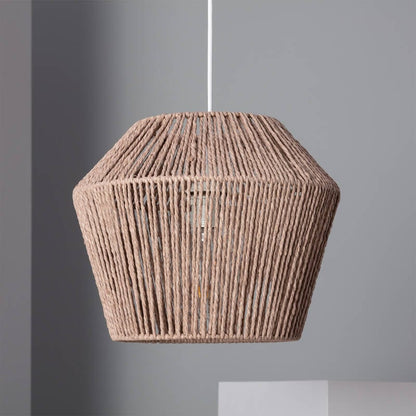 FRALIVO brede hanglamp van gevlochten papier in bruin