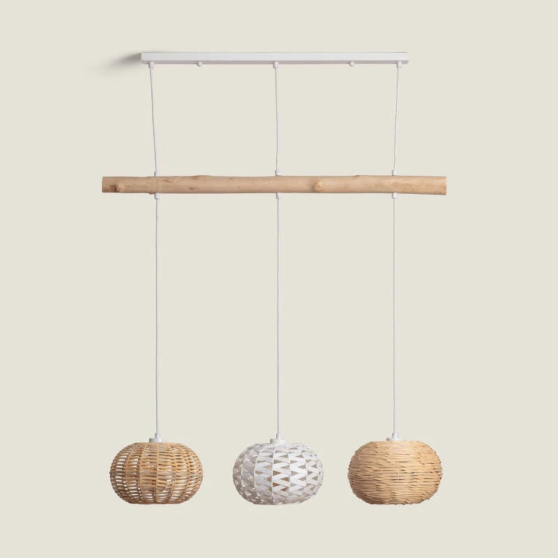 TALDIVO hanglamp van rotan en hout in natuurlijk