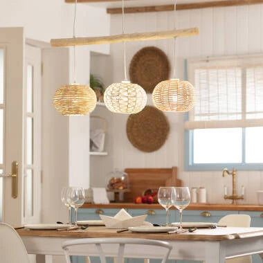 TALDIVO hanglamp van rotan en hout, afbeelding 2