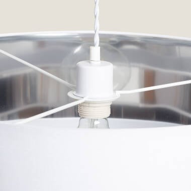 AMRIVANO hanglamp in wit met brandende lichtbron