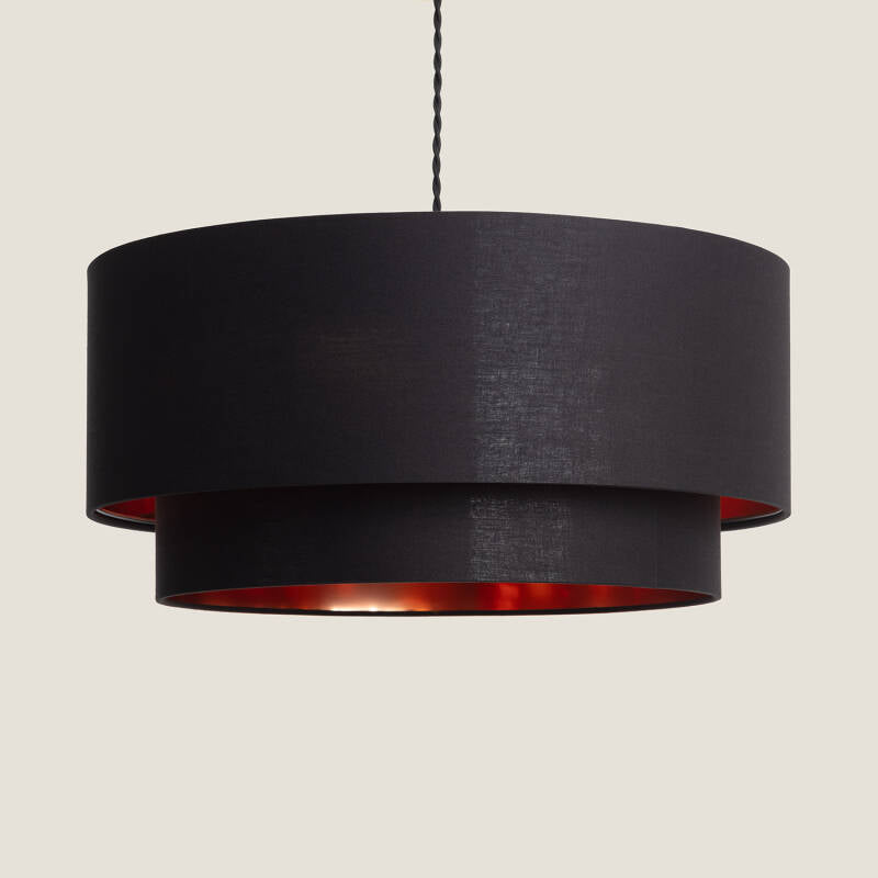 AMRIVANO ronde hanglamp met linnen kap in zwart