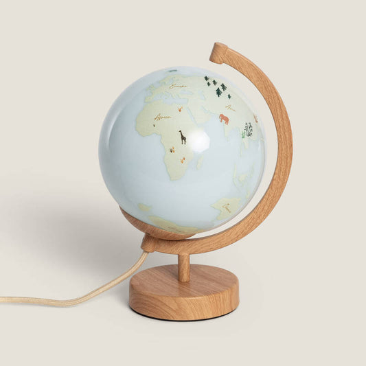 MELDANO glazen bollamp met continentenmotief