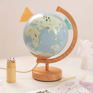 MELDANO glazen bollamp met continentenmotief