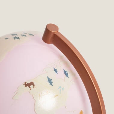 MELDANO glazen bollamp met continentenmotief, rosegoud