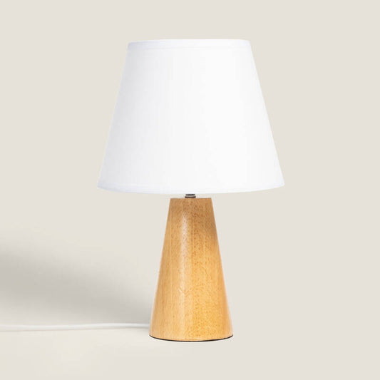 GONDANO houten tafellamp met textielen kap in naturel