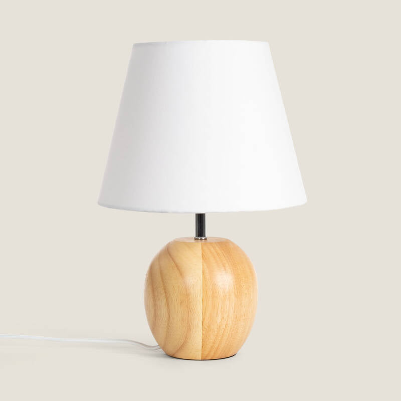NEVTARO houten tafellamp met textielen kap, afbeelding 1