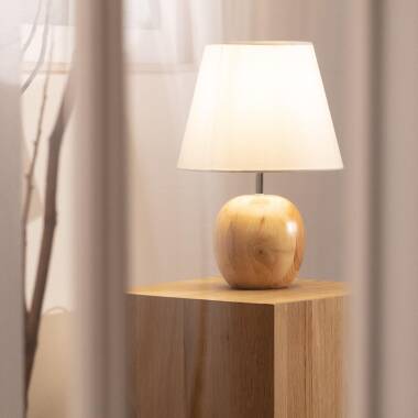 NEVTARO houten tafellamp met textielen kap, afbeelding 2