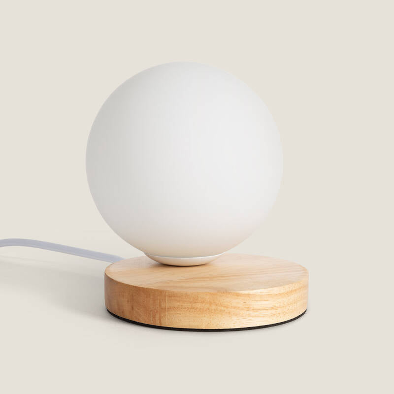 OSTRARO tafellamp van hout en opaalglas, afbeelding 1