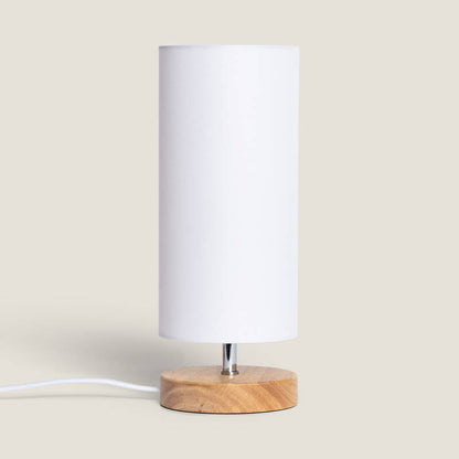 NIRVANO houten tafellamp met witte textielen kap