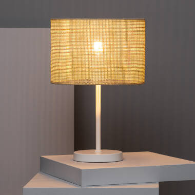 DORVANO tafellamp van rotan en wit metaal, afbeelding 4