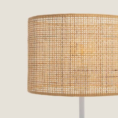 DORVANO tafellamp van rotan en wit metaal, afbeelding 6