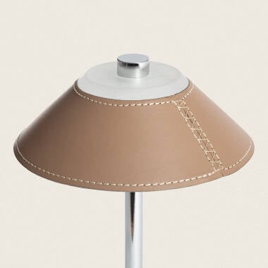 ULSARO oplaadbare LED tafellamp van leer en metaal in bruin, afbeelding 3