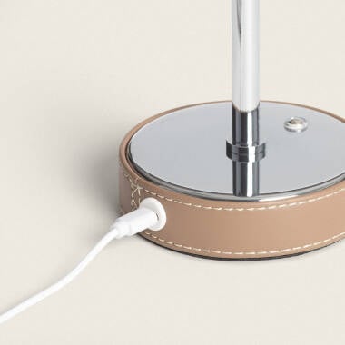 ULSARO oplaadbare LED tafellamp van leer en metaal in bruin, afbeelding 5