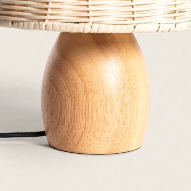 TAVLARO tafellamp van hout en rotan, afbeelding 5