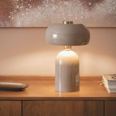 DORBANO metalen tafellamp met ronde kap, taupe