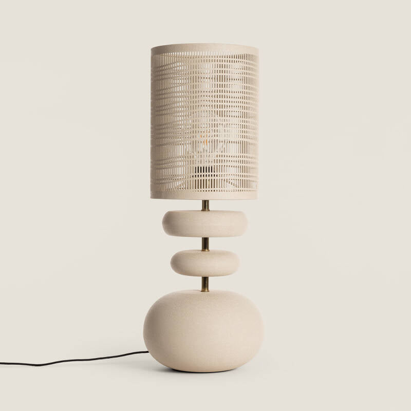 MOSDANO beige metalen tafellamp met ronde kap