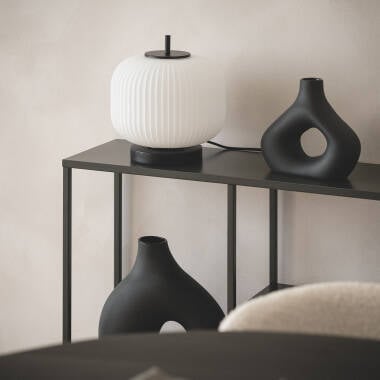CALMANO zwarte tafellamp van metaal en glas
