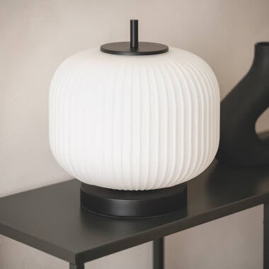 CALMANO zwarte tafellamp van metaal en glas