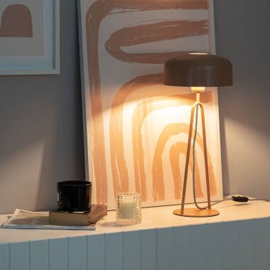PESCANO beige metalen tafellamp met cilinderkap
