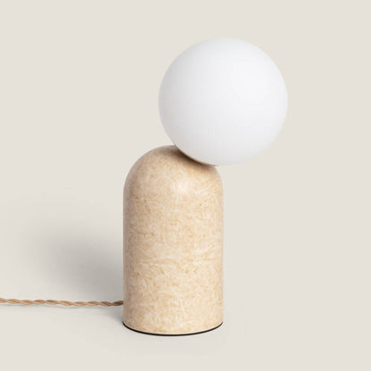 PIRMARO metalen tafellamp met opaalglazen bol in beige, afbeelding 1