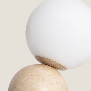 PIRMARO metalen tafellamp met opaalglazen bol in beige, afbeelding 4