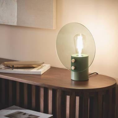 HOLNARO tafellamp van ijzer met glazen blad in groen, afbeelding 3