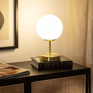 RIVTARO tafellamp van glas en aluminium in goud, afbeelding 2