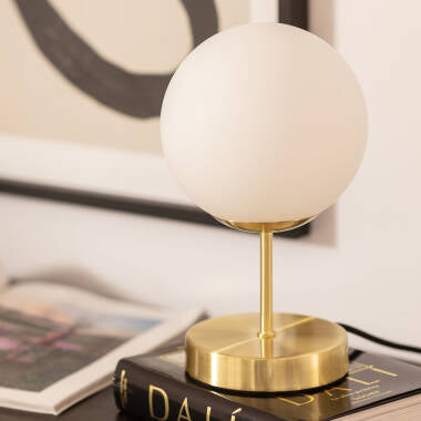 RIVTARO tafellamp van glas en aluminium in goud, afbeelding 3