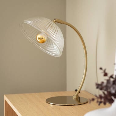 BRUMARO tafellamp van metaal en glas in goud, afbeelding 3