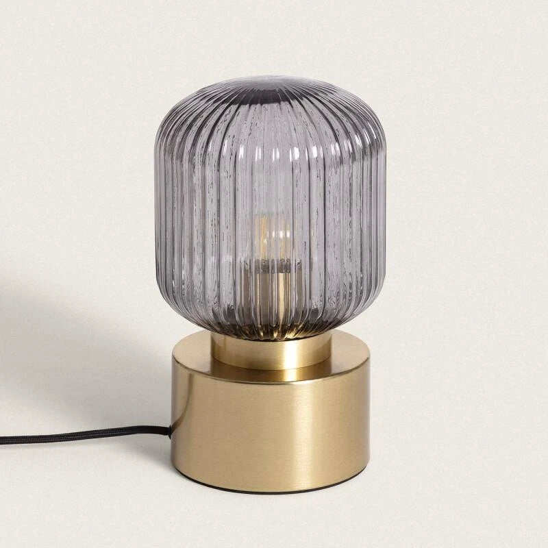 GIRLARO tafellamp van metaal en glas in goud, afbeelding 1