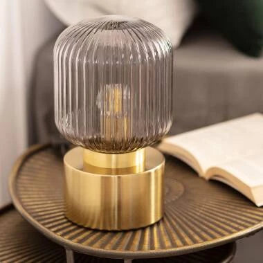 GIRLARO tafellamp van metaal en glas in goud, afbeelding 2