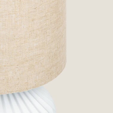 TIRDAVO witte tafellamp van porselein met textielen kap