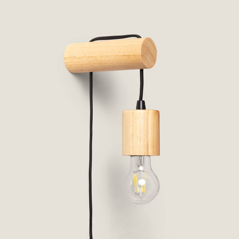 Wandlamp Quirivo van hout met open E27 fitting