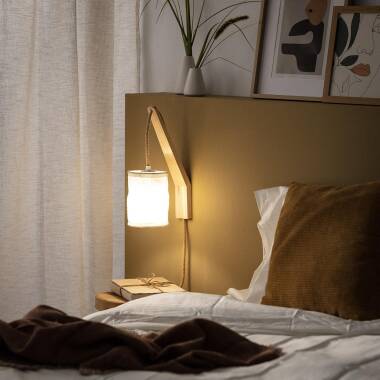 Stoffen kap van wandlamp Trevano in detail