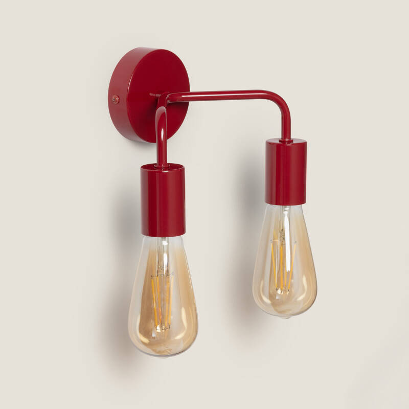 Wandlamp Wintaro in rood metaal met twee lichtpunten