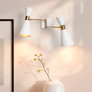 Wandlamp Vestano wit ijzer, detail van de spot