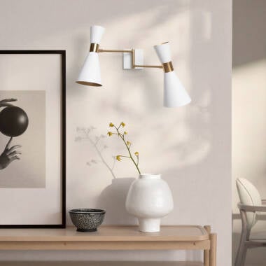 Wandlamp Vestano met twee instelbare spots, zijaanzicht