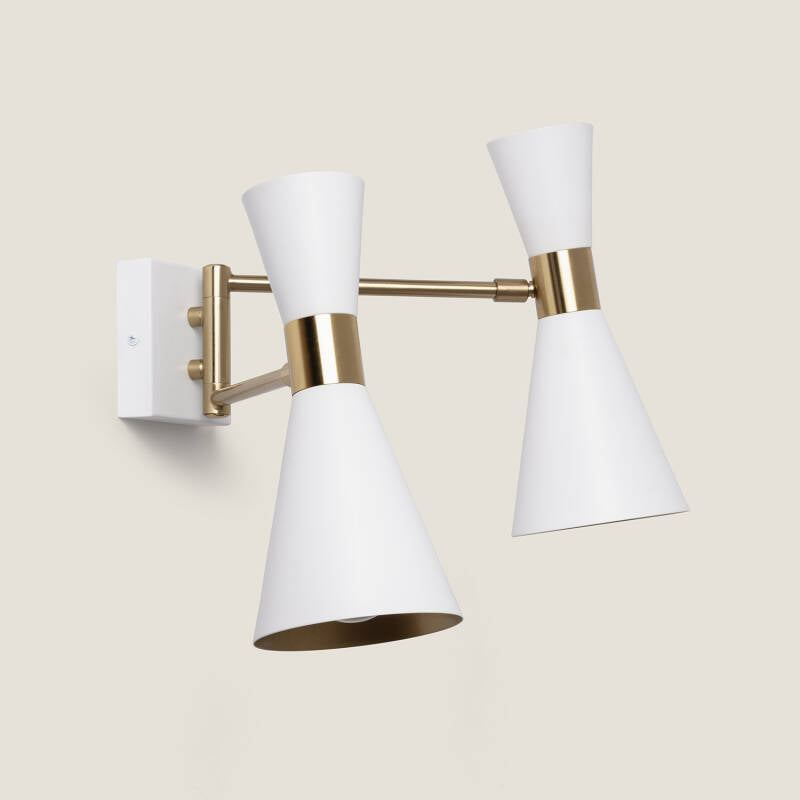 Wandlamp Vestano in wit metaal met twee spots