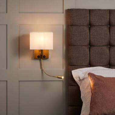 Wandlamp Wortano met leeslamp, zijaanzicht