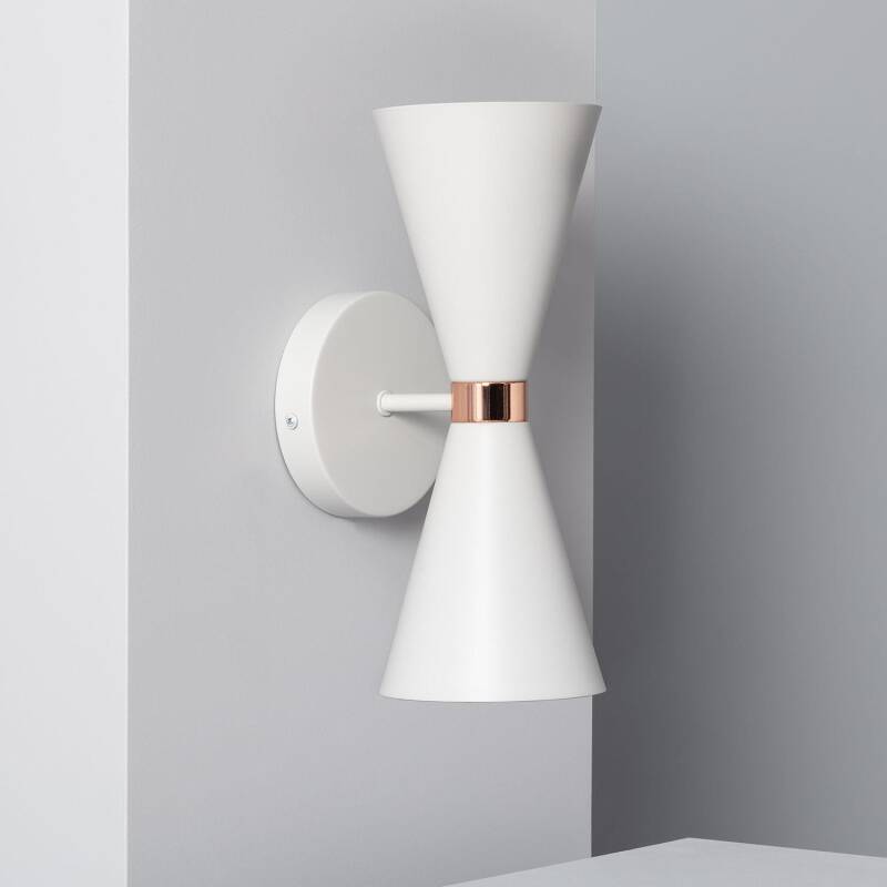 Witte metalen wandlamp Ervano met twee richtbare E27 spots