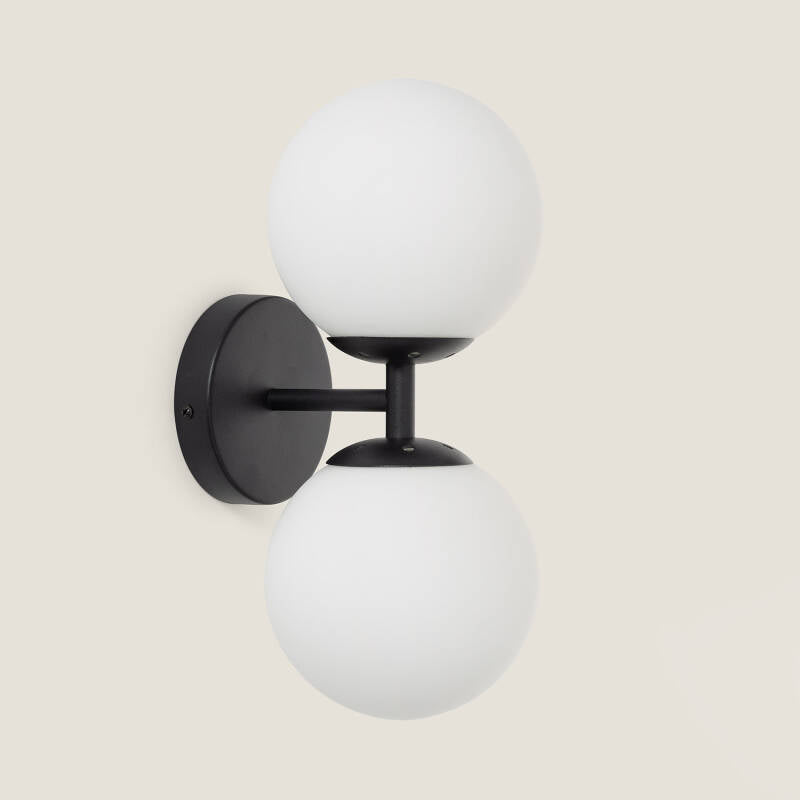 Wandlamp Binaro metaal en glas zwart