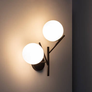 Wandlamp Delvano detail van het glas