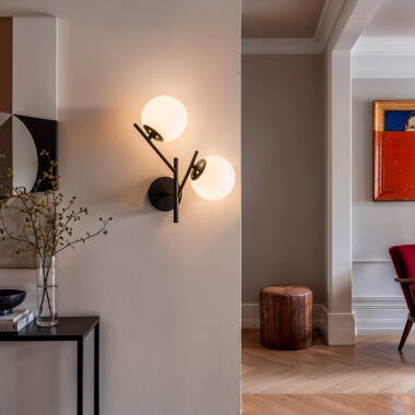 Wandlamp Delvano zwart vooraanzicht